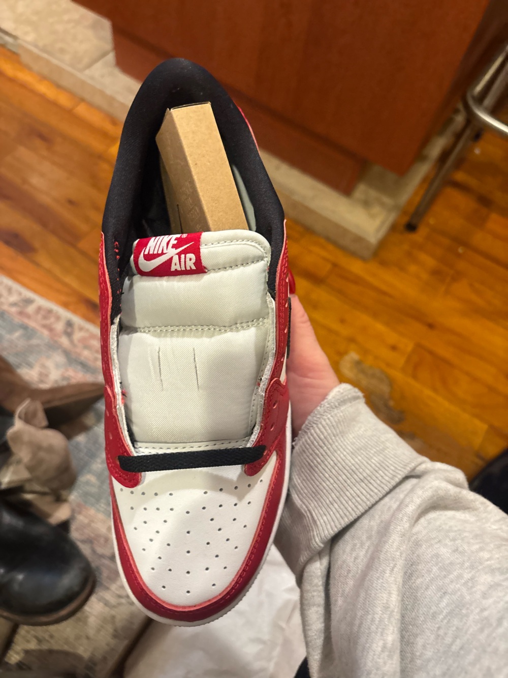 Nike youth air Jordan Low-Top Sneaker in White, Red and Black